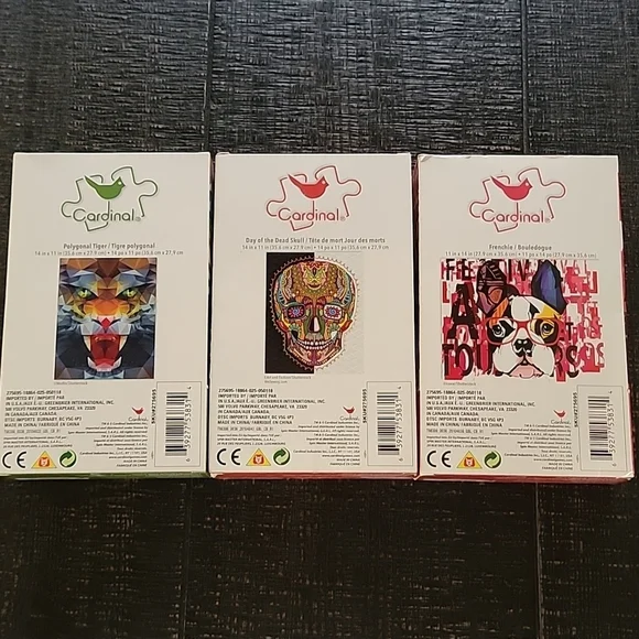 Cardinal puzzles x 3 Dog, Dia de los muertos, tiger - Picture 5 of 8